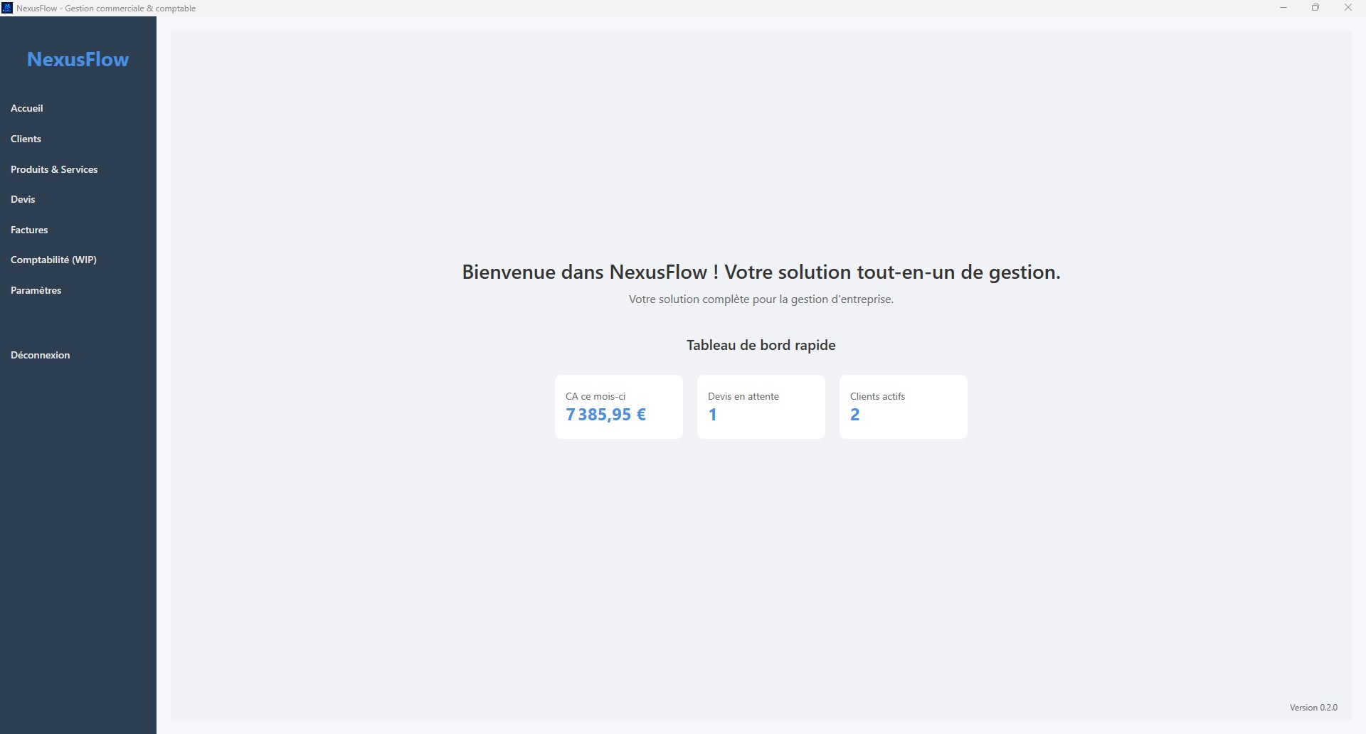 NexusFlow Tableau de Bord