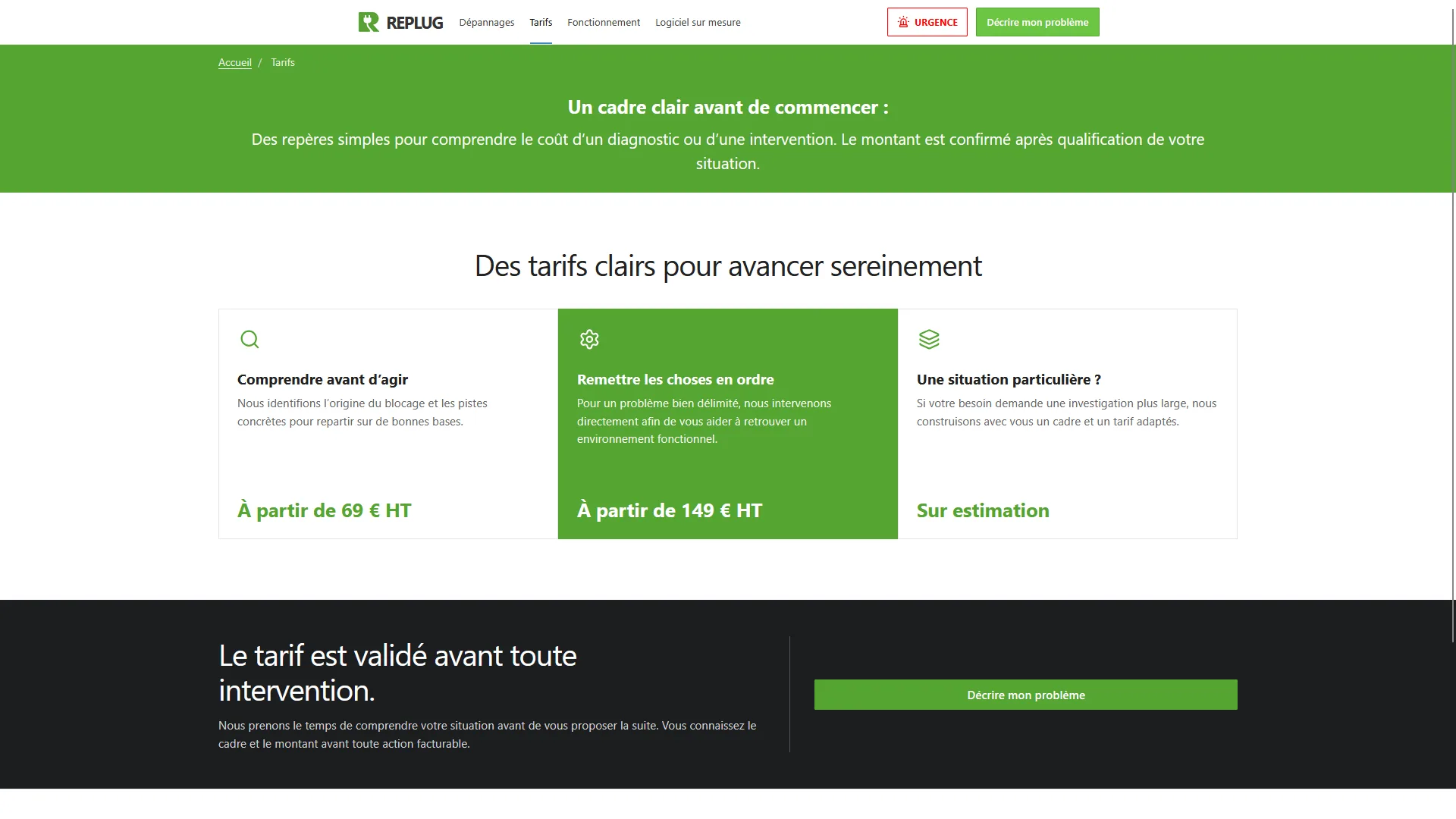 Replug — Page Tarifs