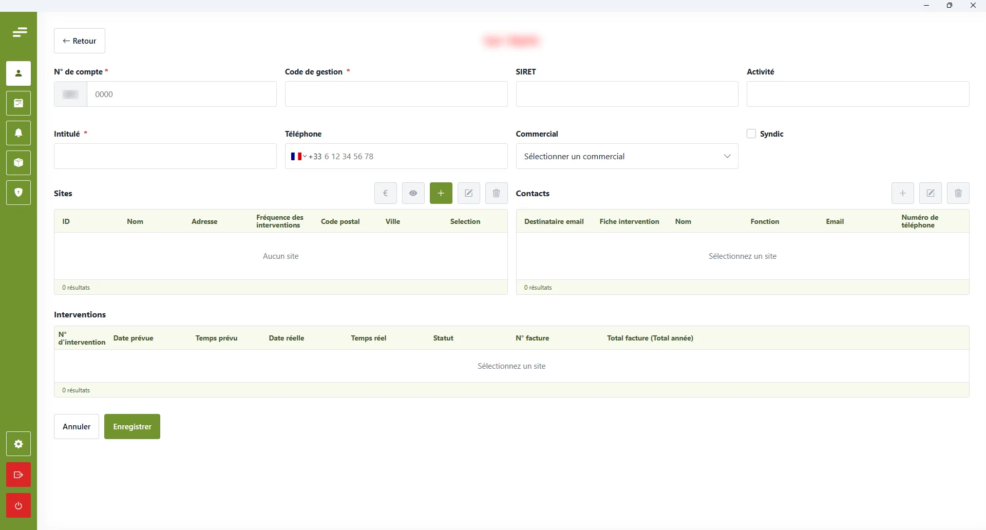 Logiciel métier - fiche client