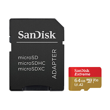 Carte SD microSDXC UHS-I U3 64 Go + Adaptateur SD