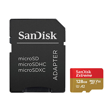 Carte SD microSDXC UHS-I U3 128 Go + Adaptateur SD