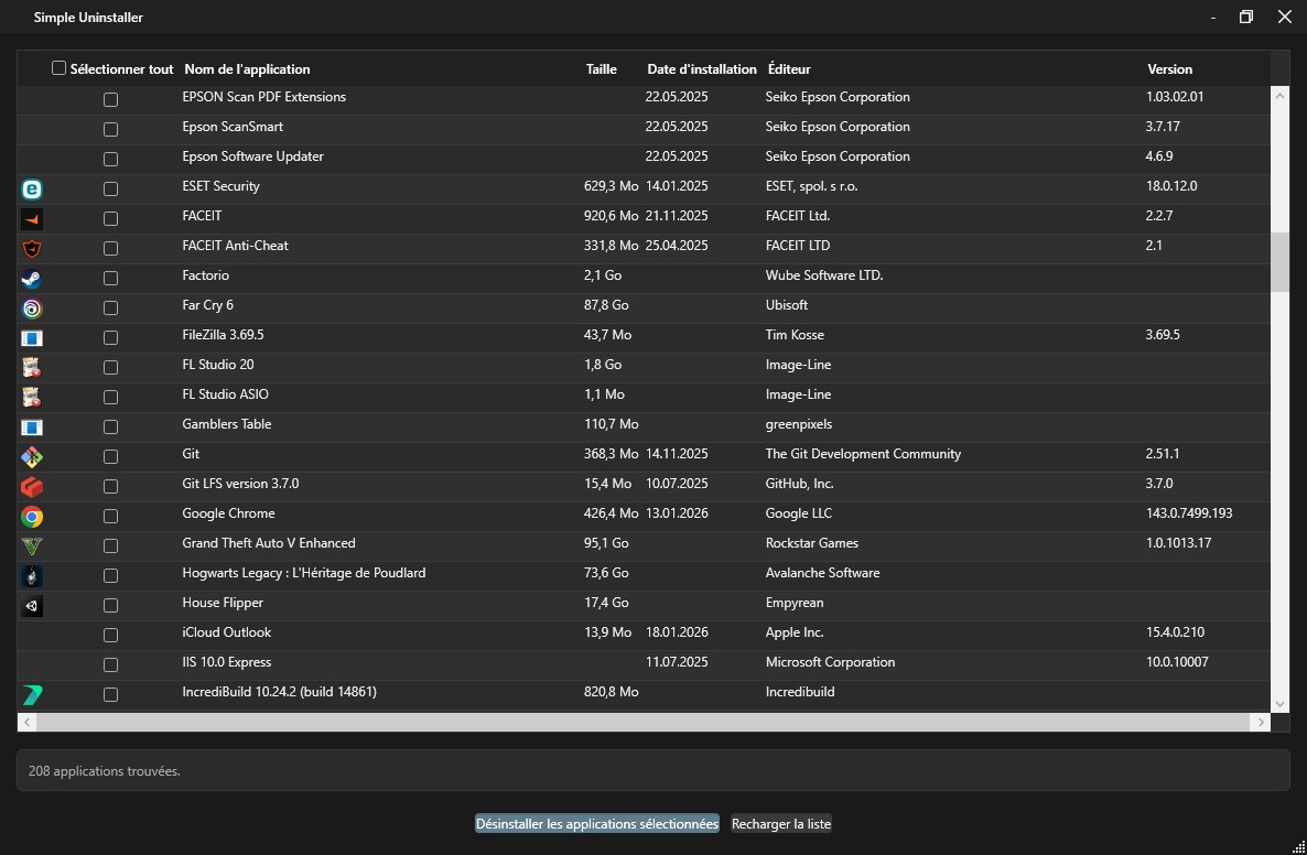 Aperçu Easy updater